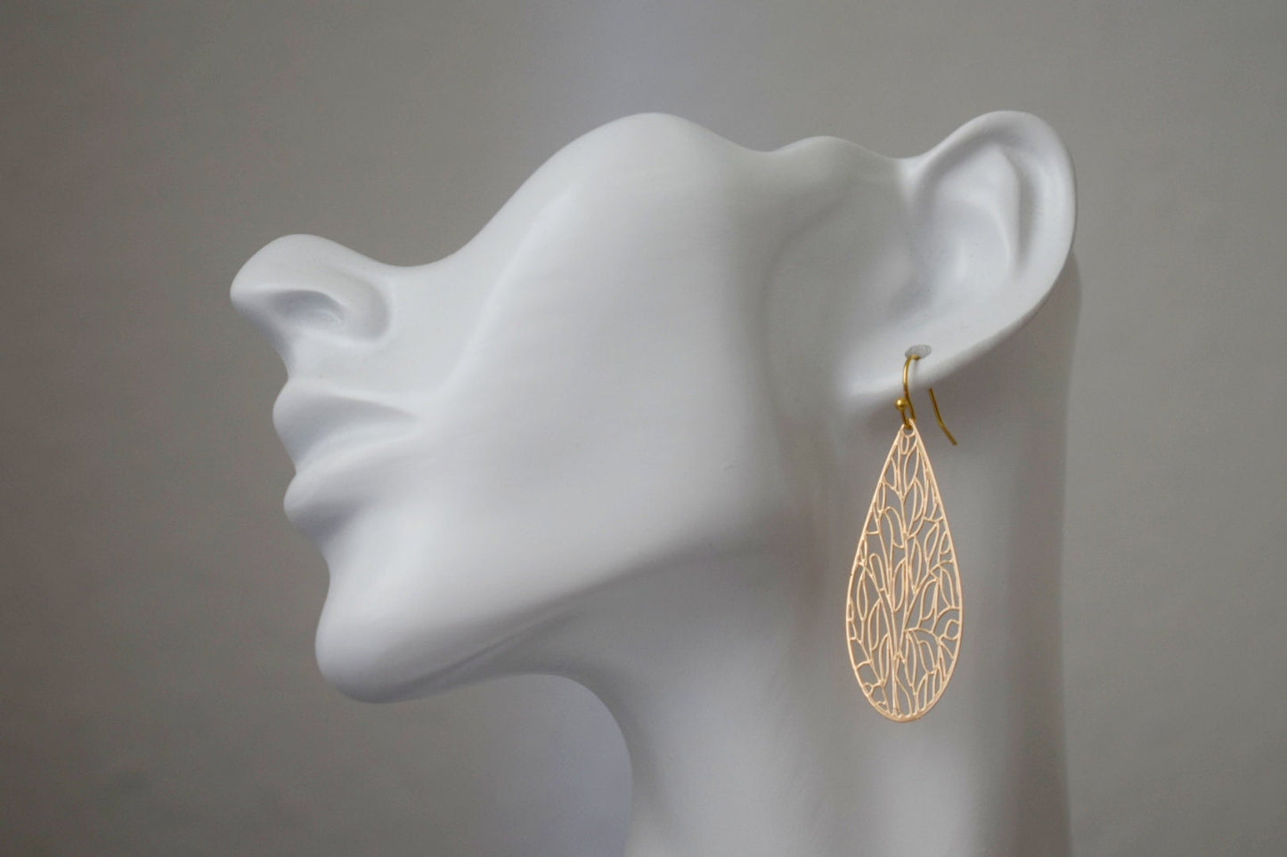 Ornament teardrop dangle earrings, Boho drop earrings, Unique filigree jewelry, Gift for her