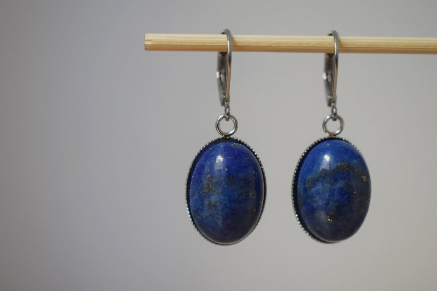 Lapis lazuli earrings dangle, Gemstone huggies, Blue boho hoops, Birthstone Jewelry, Gift for women