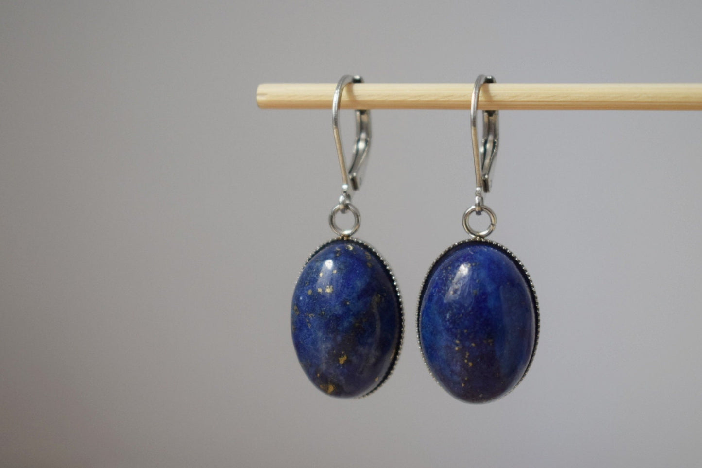 Lapis lazuli earrings dangle, Gemstone huggies, Blue boho hoops, Birthstone Jewelry, Gift for women