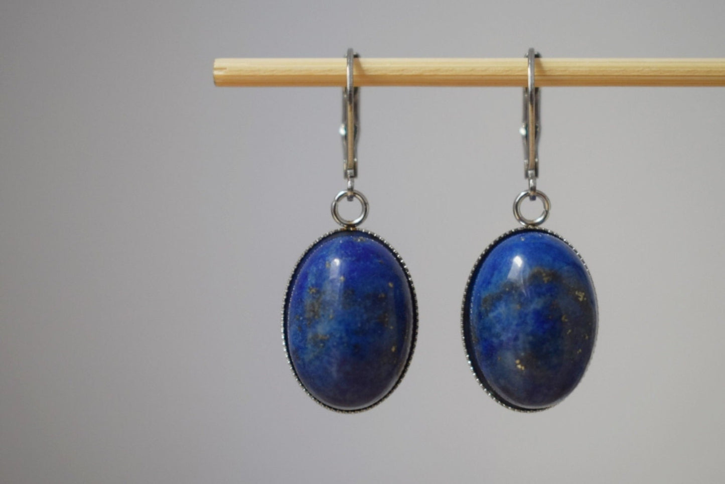 Lapis lazuli earrings dangle, Gemstone huggies, Blue boho hoops, Birthstone Jewelry, Gift for women