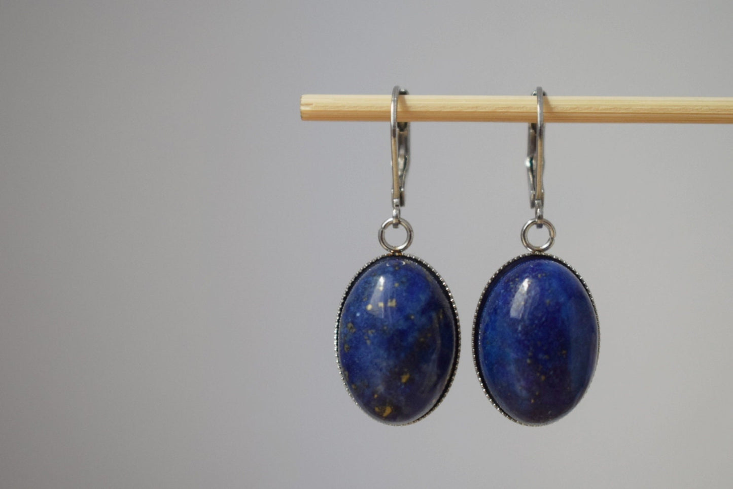 Lapis lazuli earrings dangle, Gemstone huggies, Blue boho hoops, Birthstone Jewelry, Gift for women