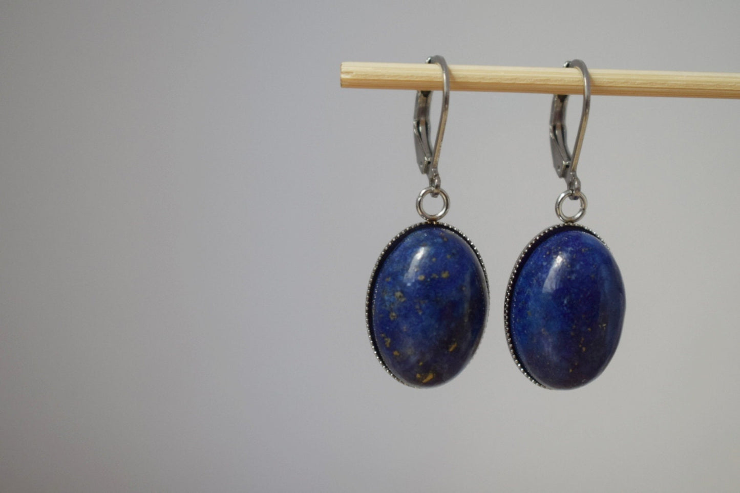Lapis lazuli earrings dangle, Gemstone huggies, Blue boho hoops, Birthstone Jewelry, Gift for women
