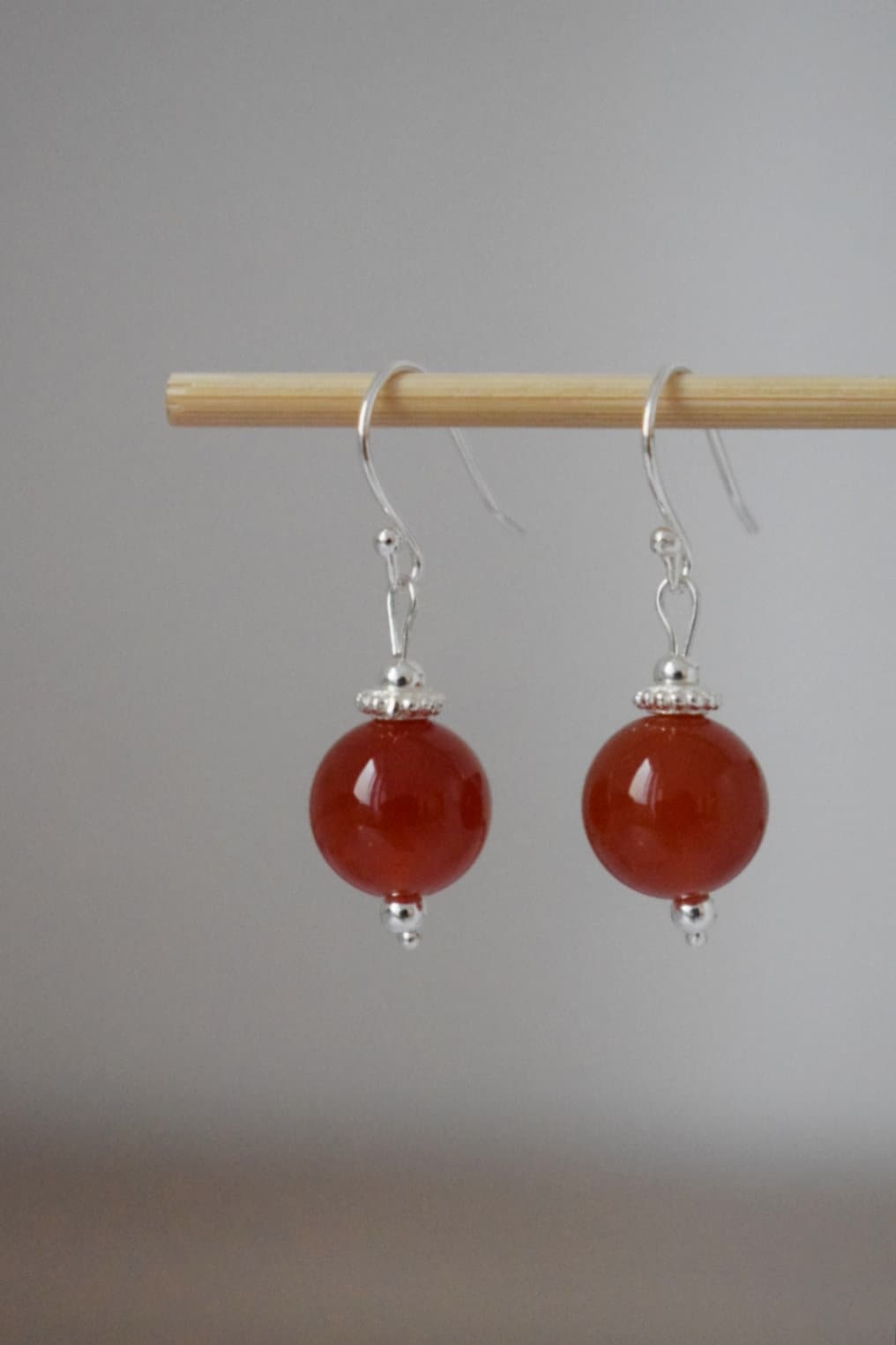 Carnelian Dangle Earrings, Sterling Silver Red Orange Gemstone Earrings, Natural Stone, Minimalist Jewelry, Gift For Her