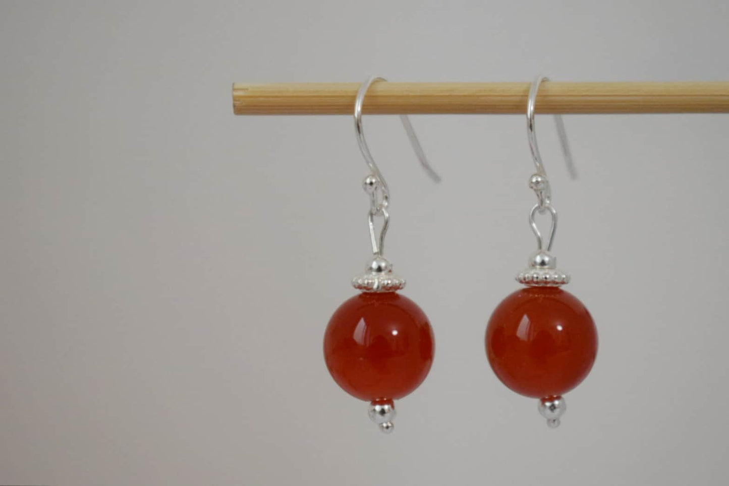 Carnelian Dangle Earrings, Sterling Silver Red Orange Gemstone Earrings, Natural Stone, Minimalist Jewelry, Gift For Her