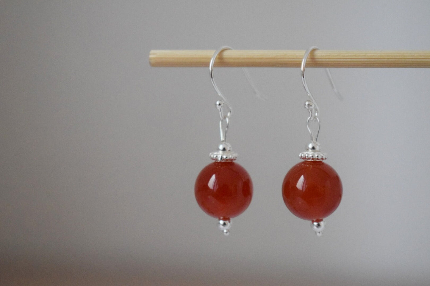 Carnelian Dangle Earrings, Sterling Silver Red Orange Gemstone Earrings, Natural Stone, Minimalist Jewelry, Gift For Her