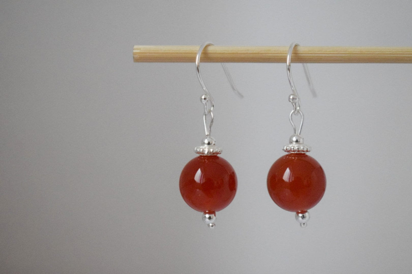 Carnelian Dangle Earrings, Sterling Silver Red Orange Gemstone Earrings, Natural Stone, Minimalist Jewelry, Gift For Her