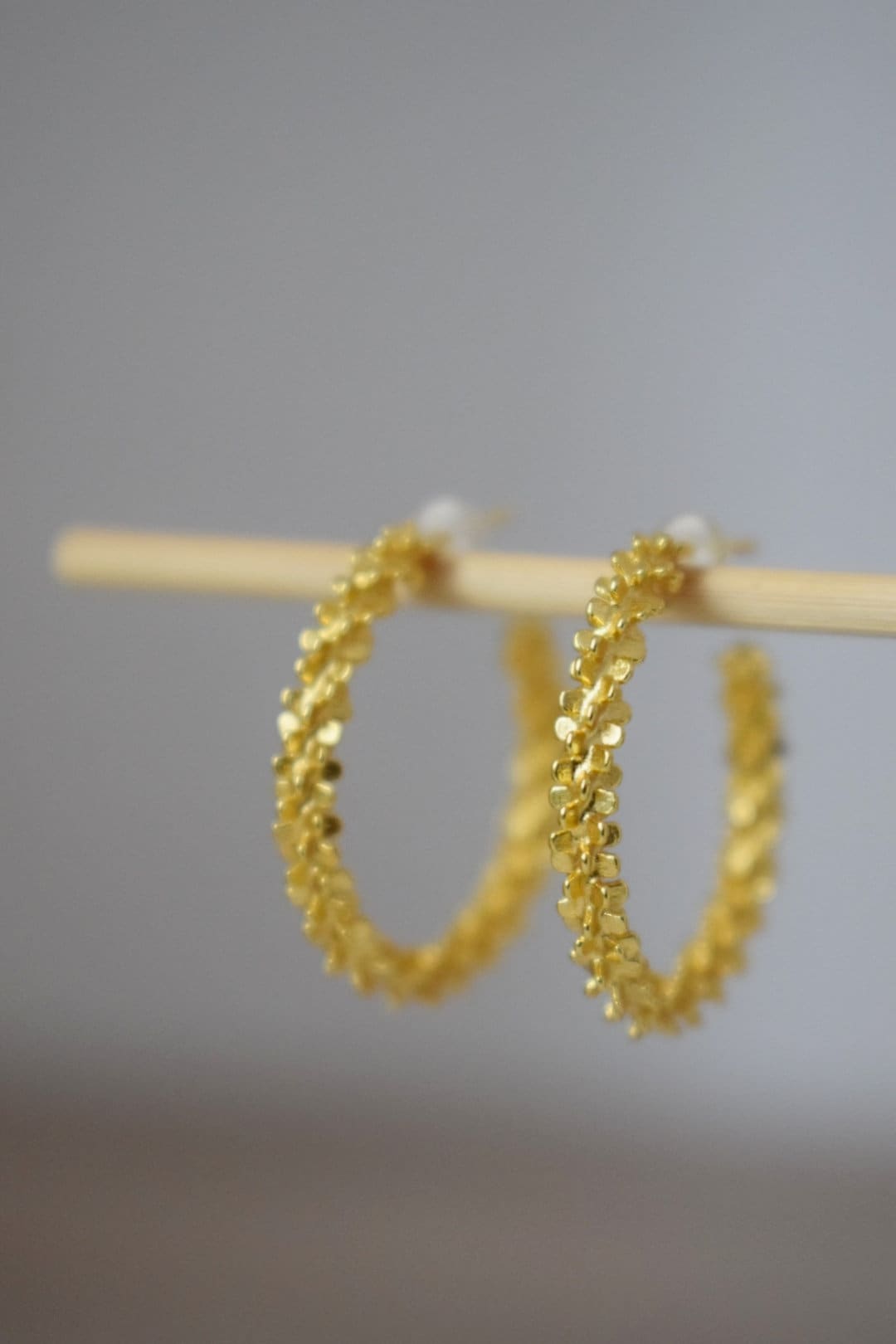 925 Sterling Silver Textured Hoop Earrings, Statement Golden Hoops, Half Modern Stud Earrings, C shape, Push Back, Perfect Gift for Her