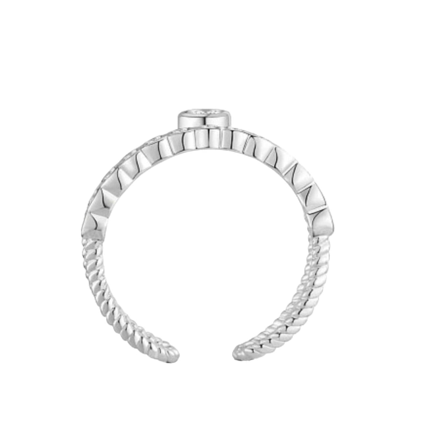 925 Sterling Silver Double Band Ring with Cubic Zirconia, Stacking Ring Sterling Silver Ring, Open 925 Sterling Silver Ring, Unique Ring