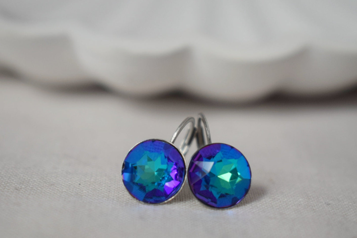 Bermuda Blue Earrings, Rhinestone Dangle Earrings, Glass Hanging Earrings, Dark Blue Earrings, Crystal Earrings, Elegant Dangle Earrings