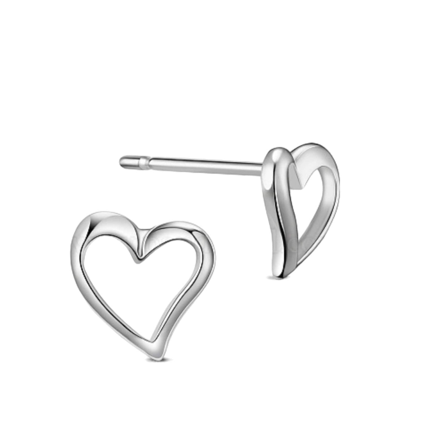 Sterling Silver Heart Stud Earrings • 925 Silver Heart Outline Earrings • Open Heart Earrings • Minimalist Jewelry • Mother's Day Gift