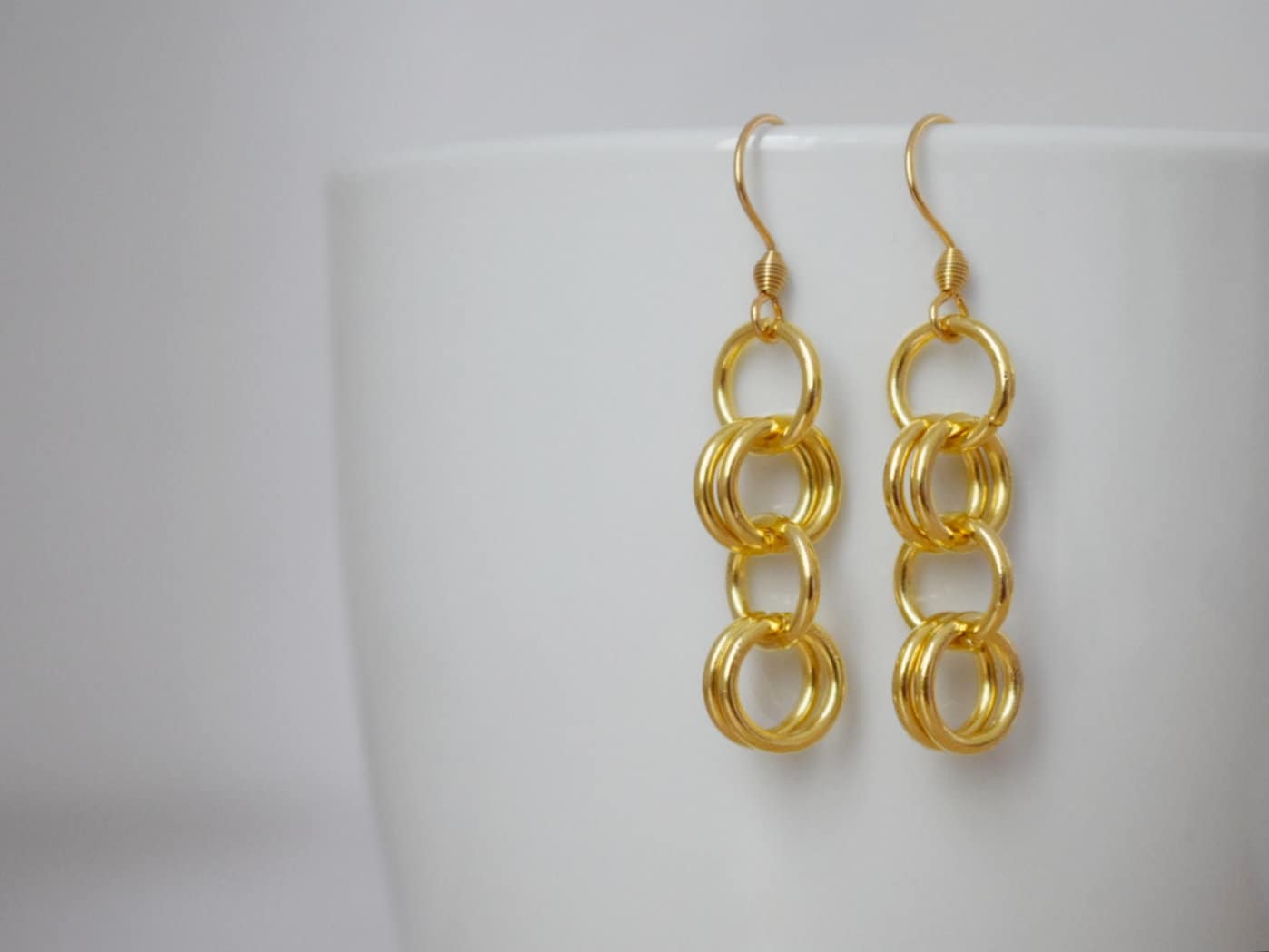 Geometric dangle earrings, 24k gold plated stainless steel rings pendant jewelry, Best Christmas gift for her