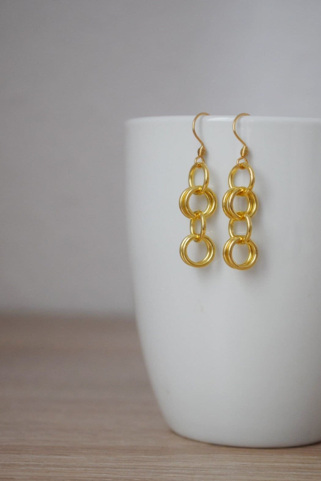 Geometric dangle earrings, 24k gold plated stainless steel rings pendant jewelry, Best Christmas gift for her