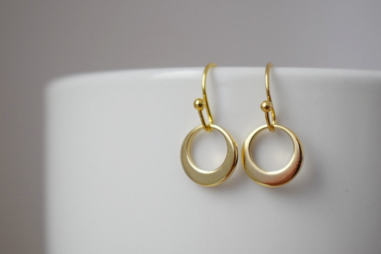 Golden circle earrings with surgical stainless steel earrings hooks, Lightweight earrings, Minimalist dainty jewelry, Best gift for her
