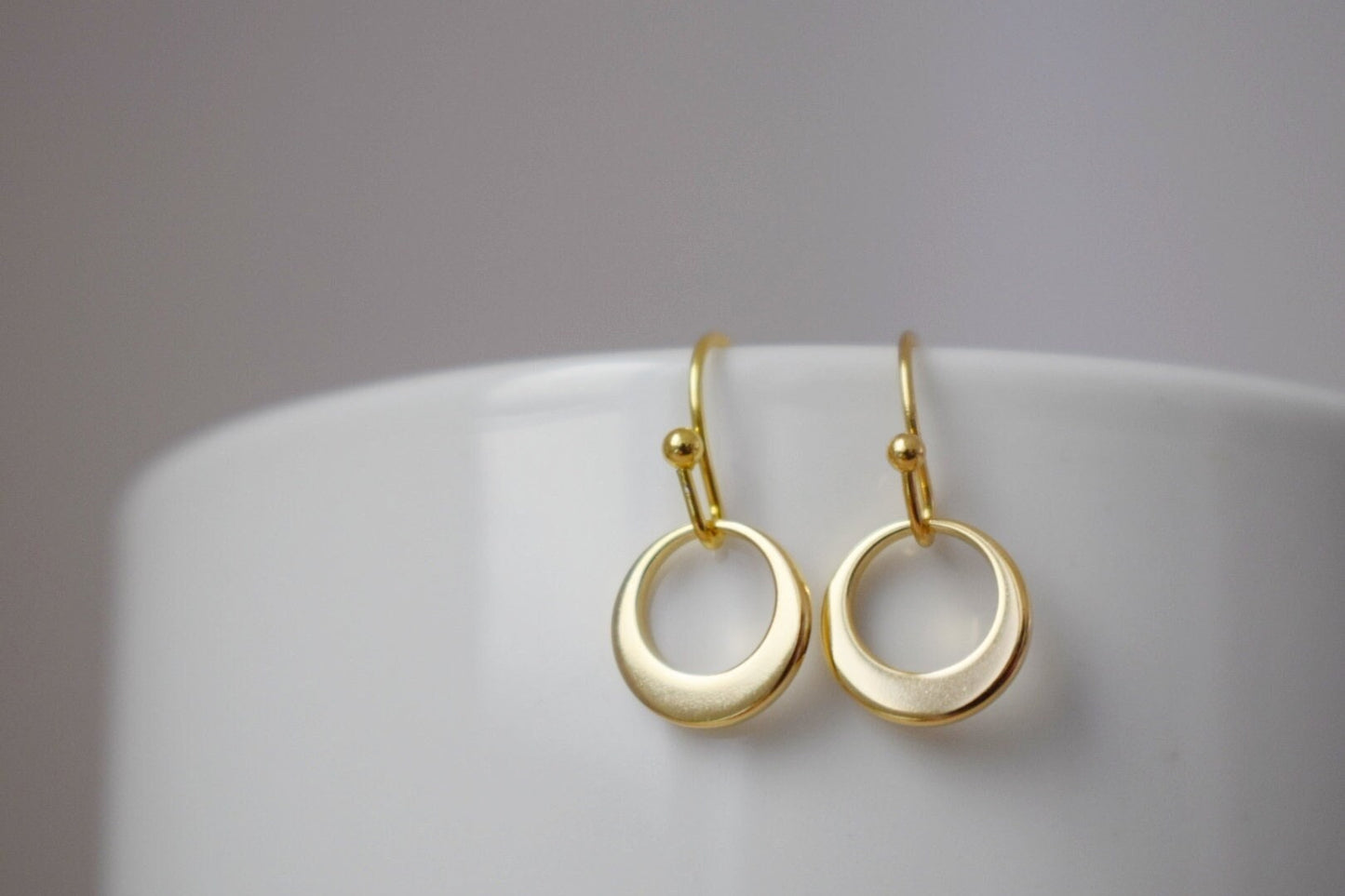 Golden circle earrings with surgical stainless steel earrings hooks, Lightweight earrings, Minimalist dainty jewelry, Best gift for her
