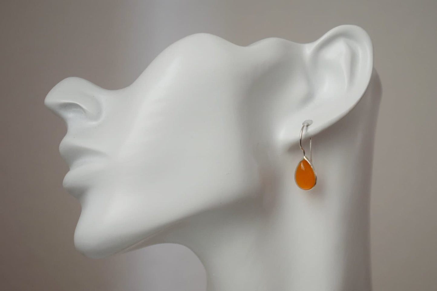 Carnelian sterling silver earrings, Teardrop orange gemstone dangle 925 silver earrings, Natural stone, Unique jewelry gift