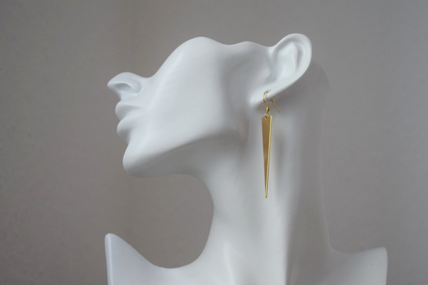 Triangle pendant earrings, Long geometric hanging dangle and drop earrings, Gold plated jewelry, Gift for herBest christmas gift