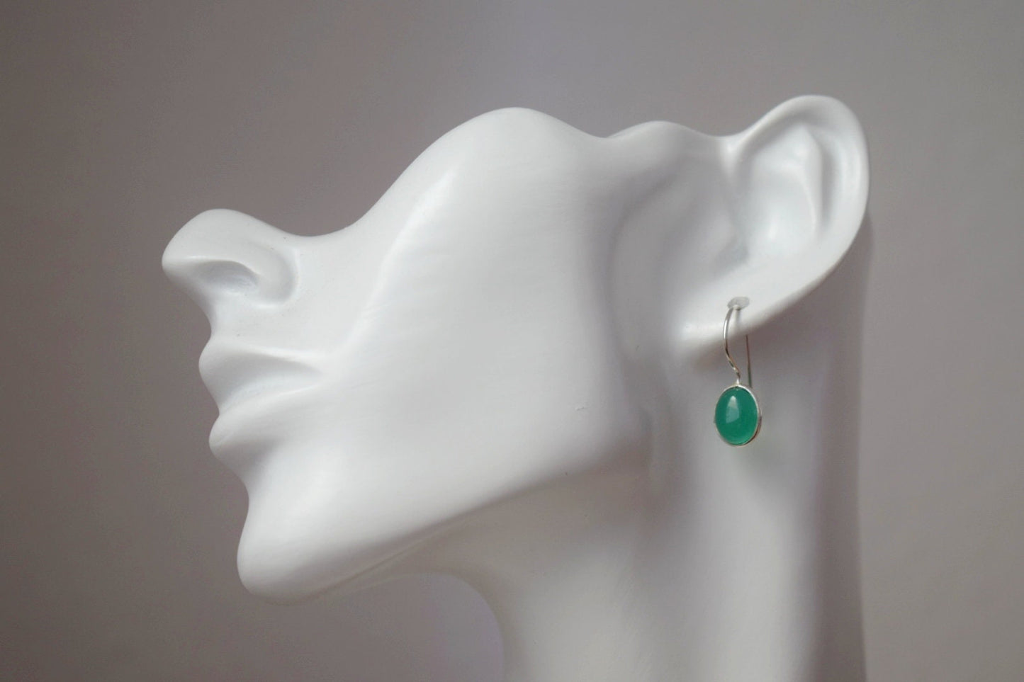 Small green onyx earrings in 925 sterling silver, Oval gemstone unique jewelry, Shiny Natural stone, Best mother's day gift for her