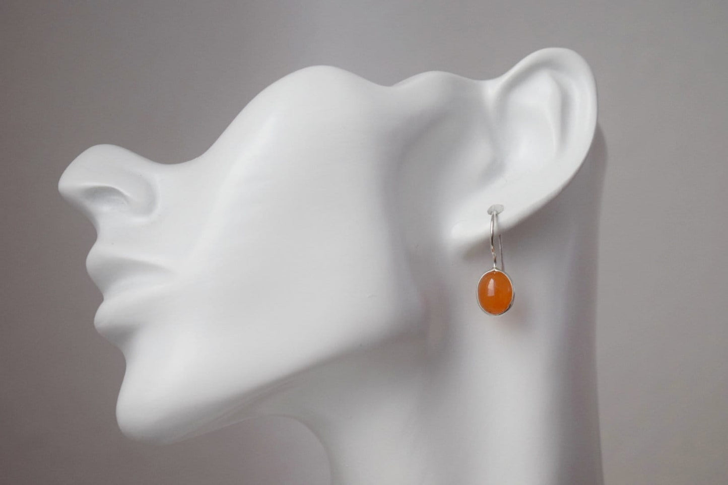 Carnelian sterling silver earrings, Oval orange gemstone dangle 925 silver earrings, Natural stone, Unique jewelry gift
