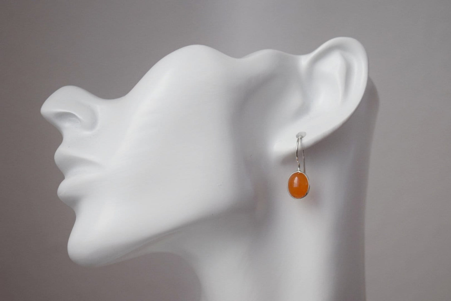 Carnelian sterling silver earrings, Oval orange gemstone dangle 925 silver earrings, Natural stone, Unique jewelry gift