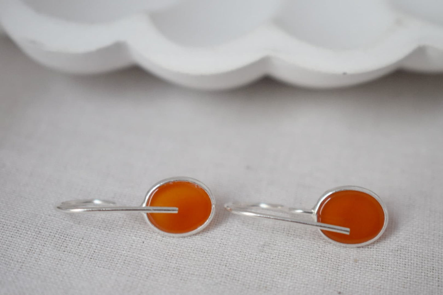 Carnelian sterling silver earrings, Oval orange gemstone dangle 925 silver earrings, Natural stone, Unique jewelry gift