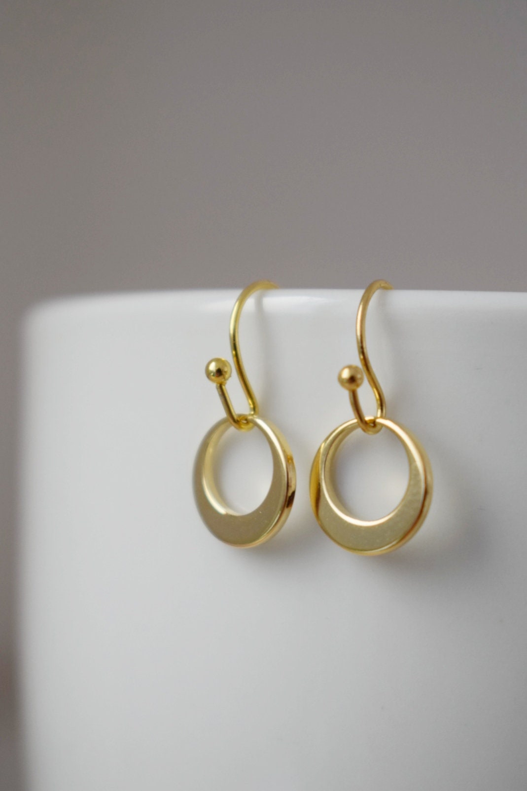 Golden circle earrings with surgical stainless steel earrings hooks, Lightweight earrings, Minimalist dainty jewelry, Best gift for her