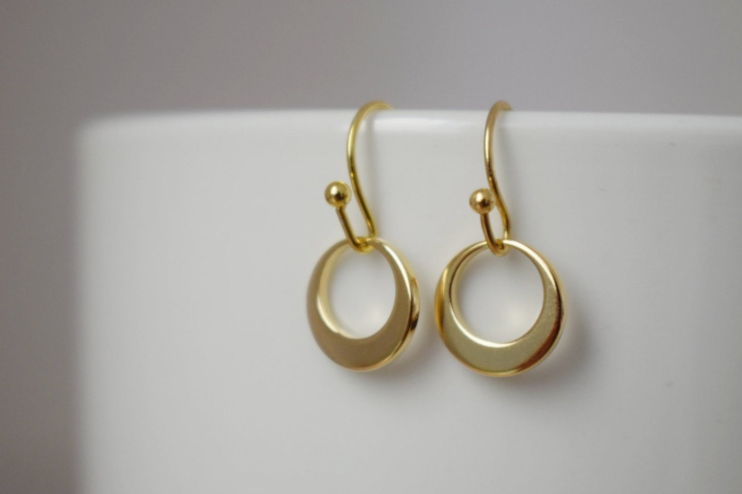 Golden circle earrings with surgical stainless steel earrings hooks, Lightweight earrings, Minimalist dainty jewelry, Best gift for her