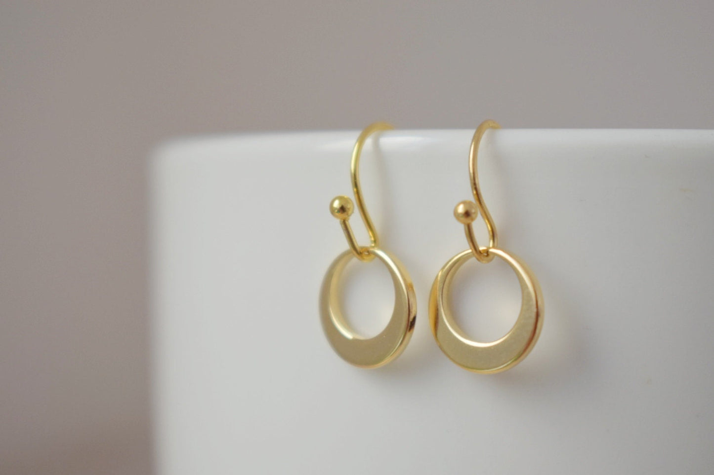 Golden circle earrings with surgical stainless steel earrings hooks, Lightweight earrings, Minimalist dainty jewelry, Best gift for her