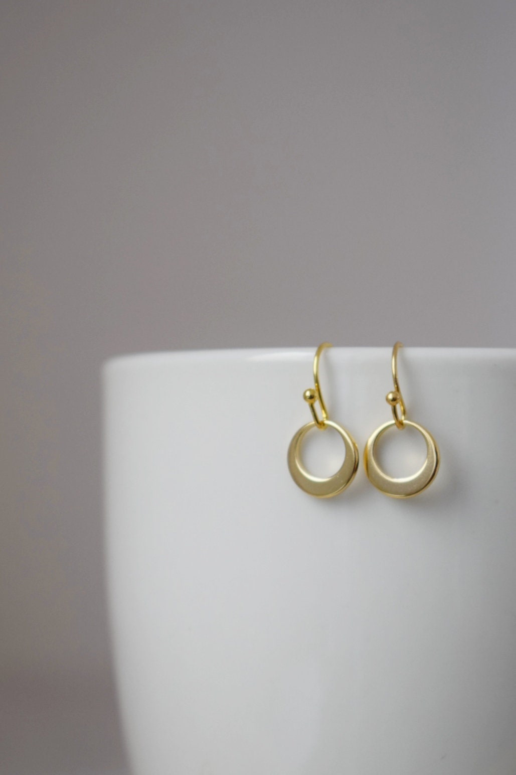 Golden circle earrings with surgical stainless steel earrings hooks, Lightweight earrings, Minimalist dainty jewelry, Best gift for her