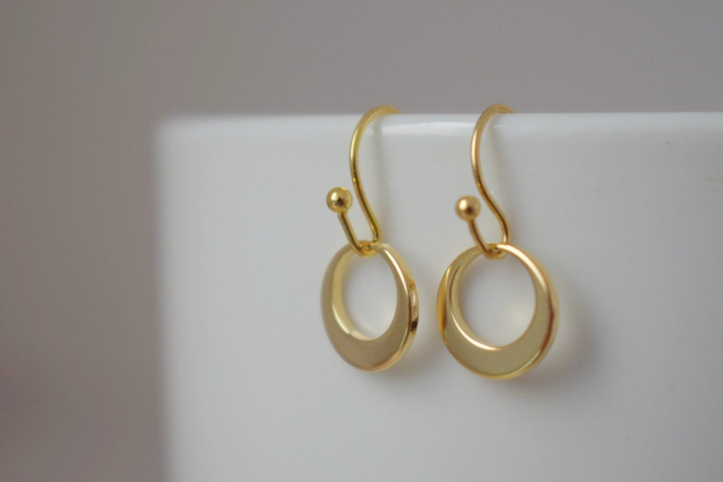 Golden circle earrings with surgical stainless steel earrings hooks, Lightweight earrings, Minimalist dainty jewelry, Best gift for her