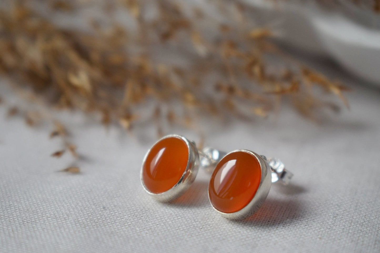Christmas jewelry gift, Small Carnelian Stud Earrings Sterling Silver, Natural stone, Gemstone, Push Back, Red Orange, Post, Minimalist Jewelry