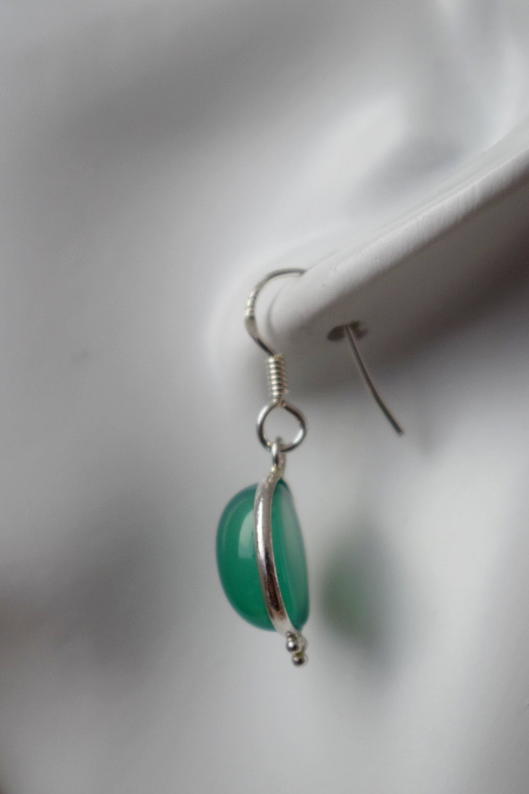 Green onyx earrings, 925 sterling silver, Oval gemstone earrings, Natural stone, Unique silver jewelry, Best valentine's day gift for her