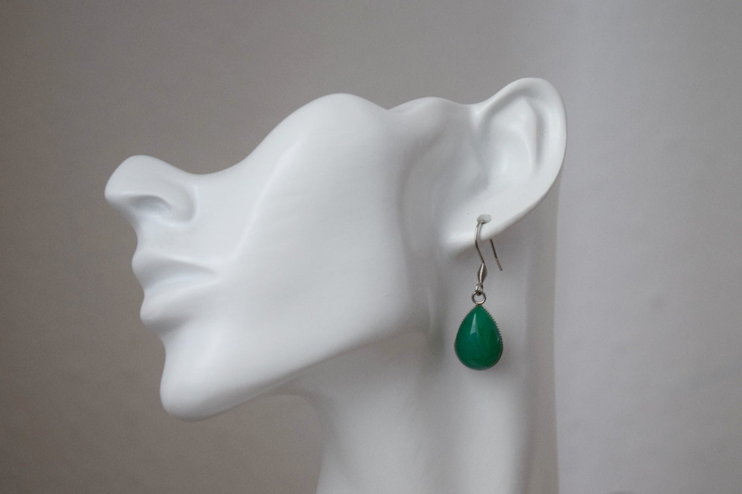 Green jade teardrop earrings, Gemstone dangle and drop hanging earrings, Jade jewelry, Gift for womenBest christmas gift
