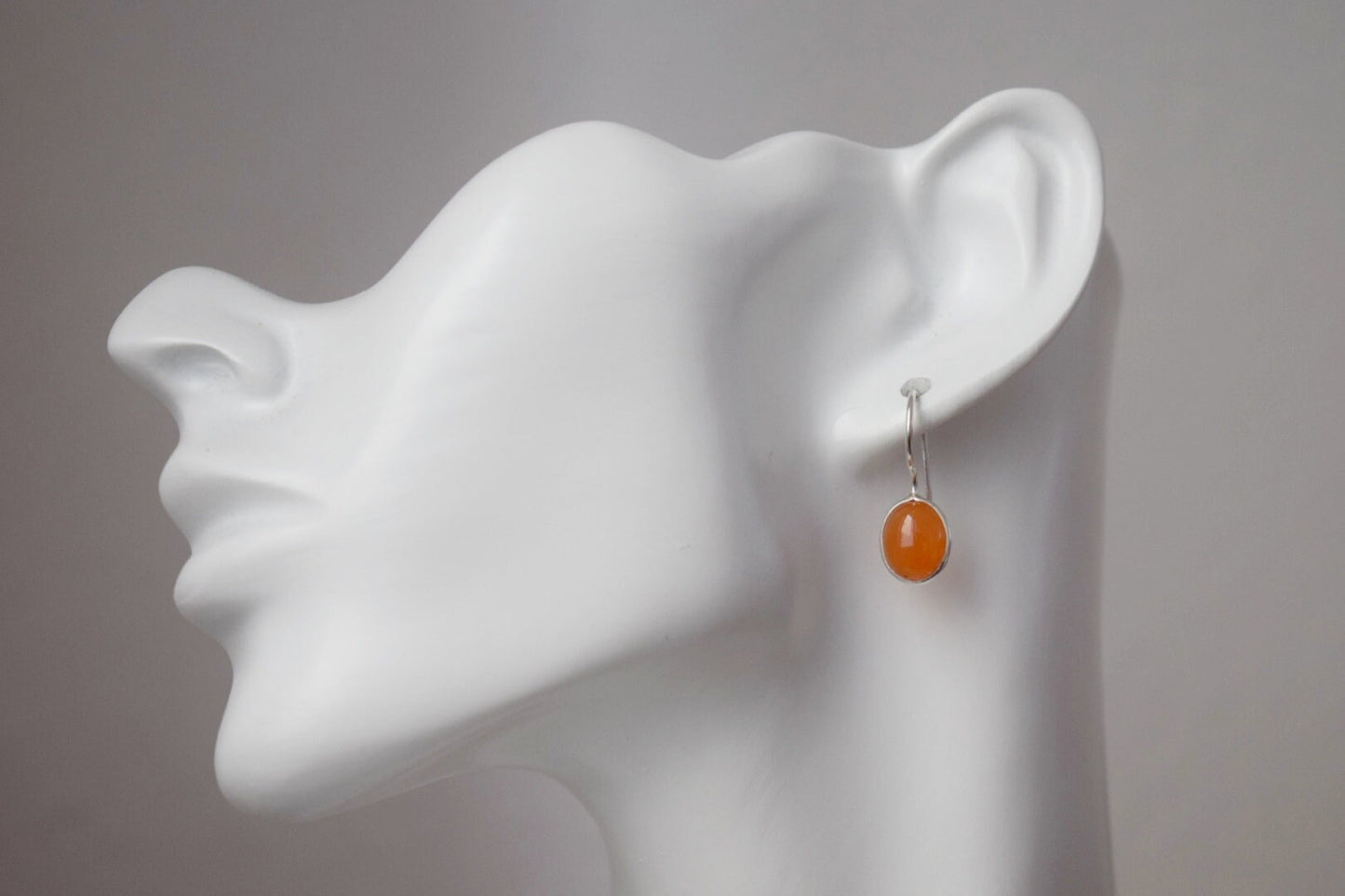 Carnelian sterling silver earrings, Oval orange gemstone dangle 925 silver earrings, Natural stone, Unique jewelry gift