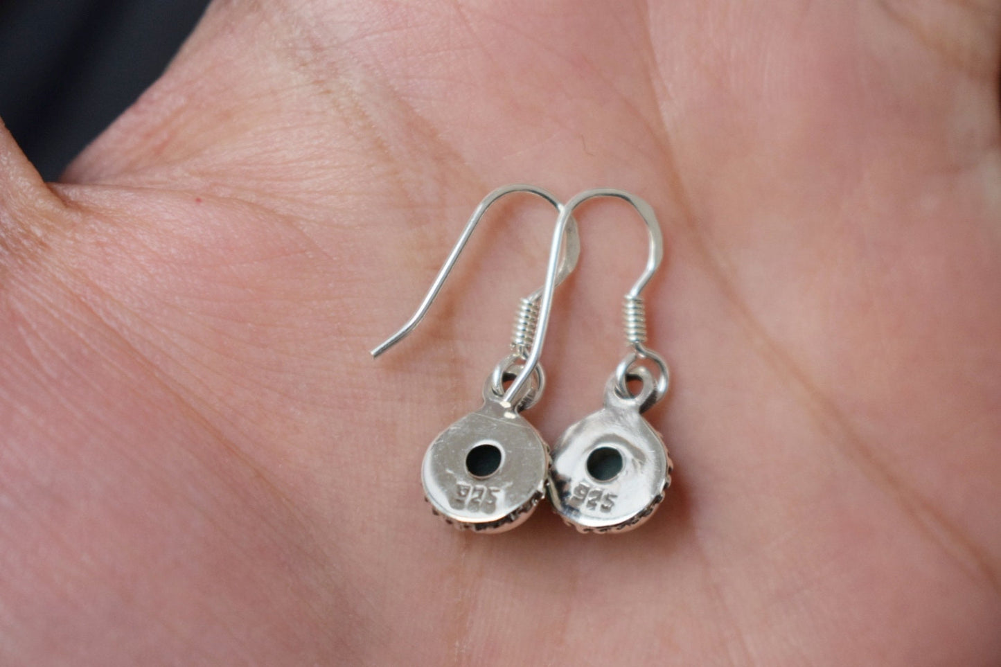 Green onyx earrings, 925 sterling silver jewelry, Round natural gemstone, Ornament boho earrings, Unique best mothers day gift for her