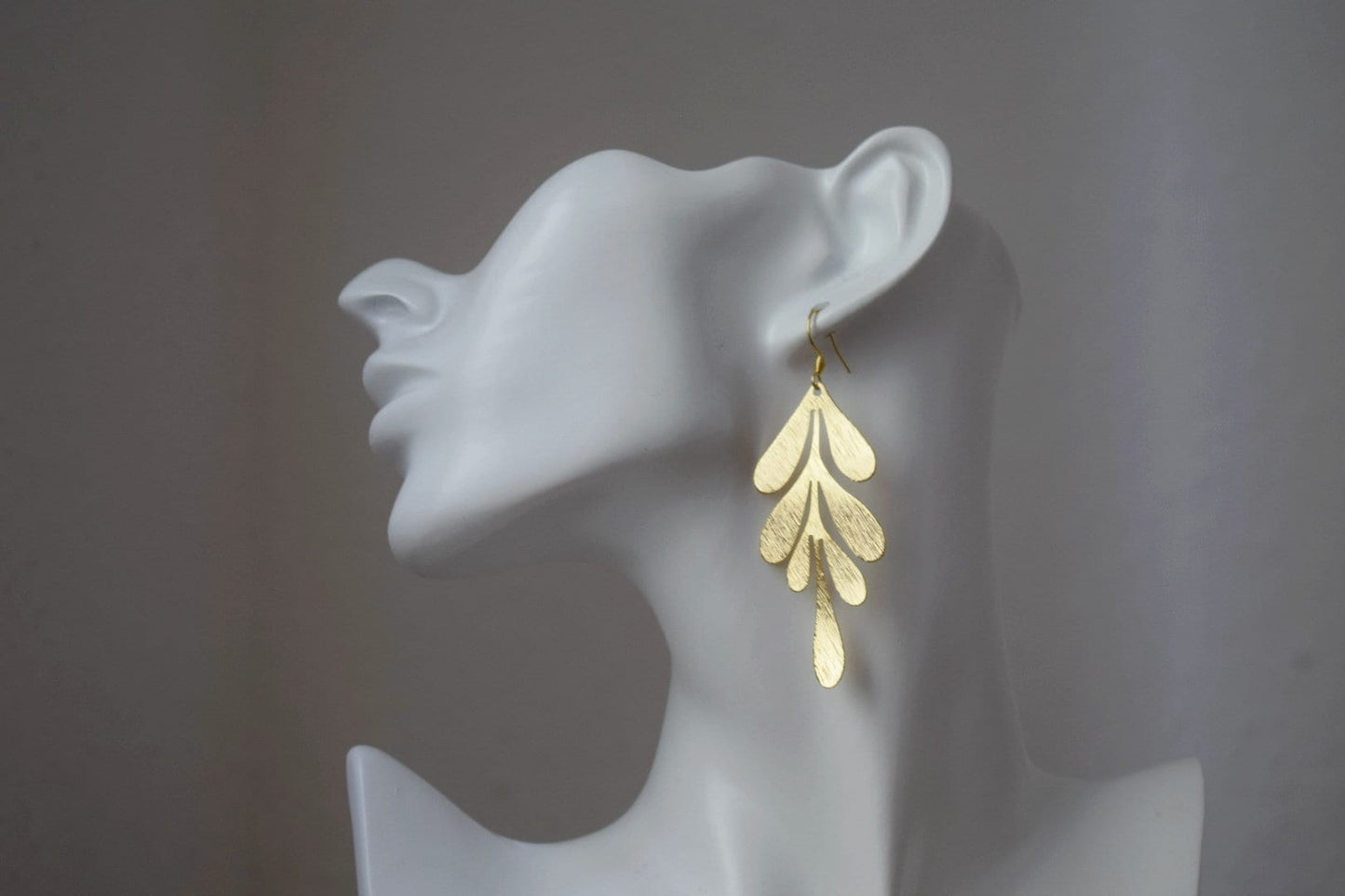 Long Leaf Earrings for women, 18k gold plated, Leaf dangle earrings, Stainless steel earrings, Boho statement earrings, Leaf gold jewelry