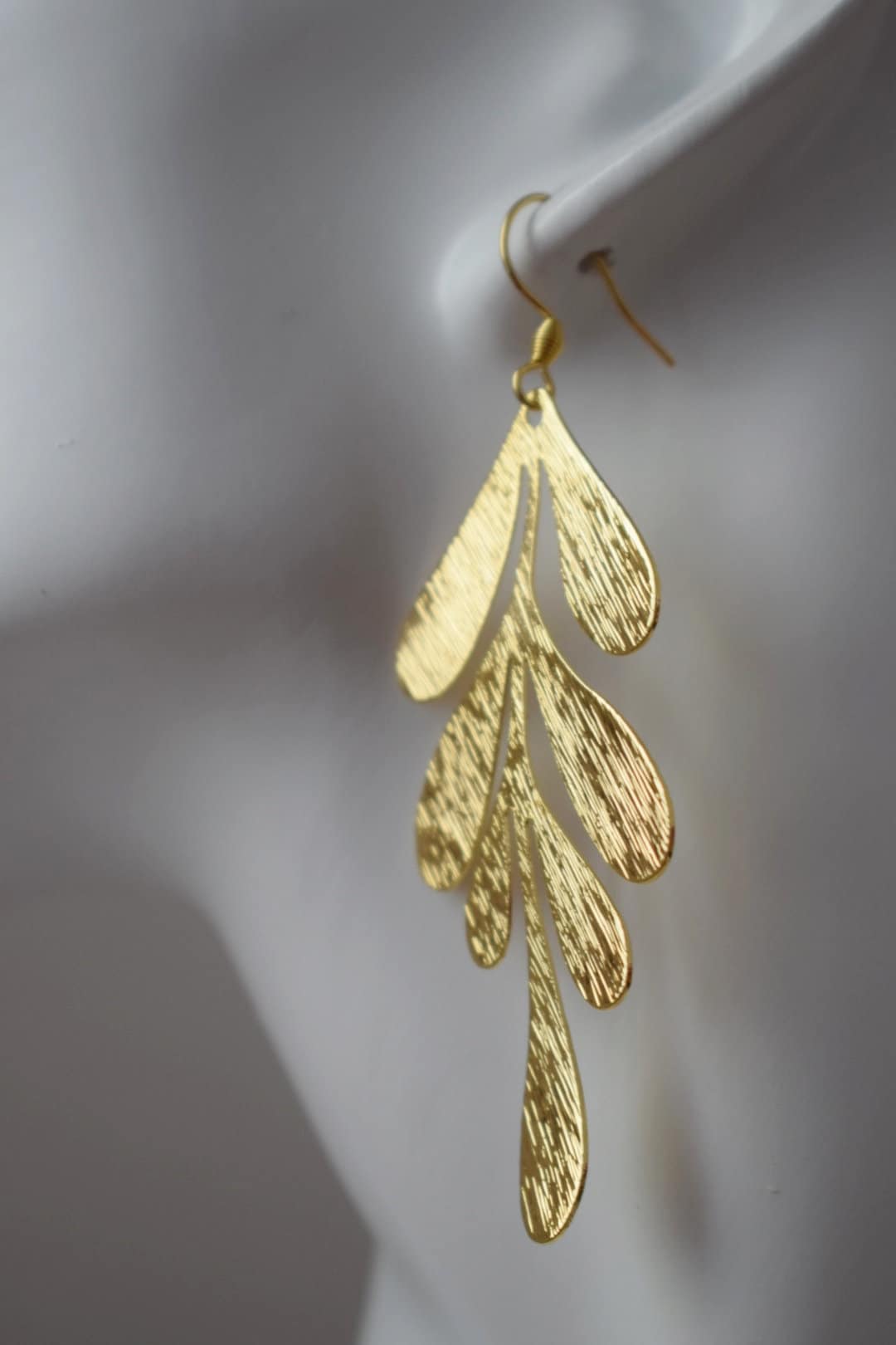 Long Leaf Earrings for women, 18k gold plated, Leaf dangle earrings, Stainless steel earrings, Boho statement earrings, Leaf gold jewelry