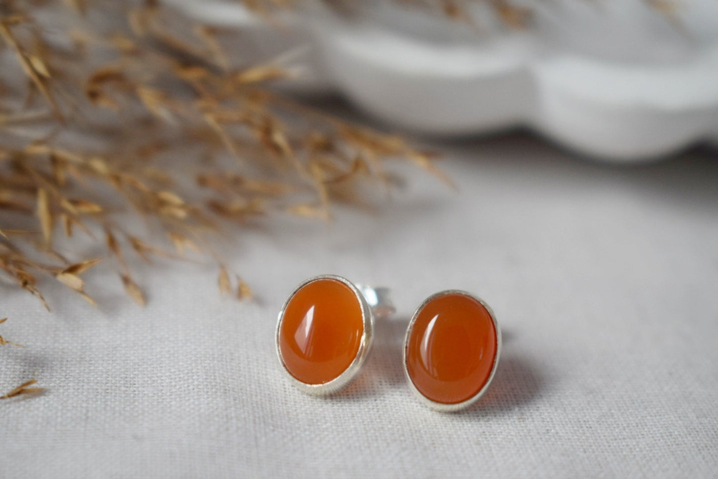 Christmas jewelry gift, Small Carnelian Stud Earrings Sterling Silver, Natural stone, Gemstone, Push Back, Red Orange, Post, Minimalist Jewelry