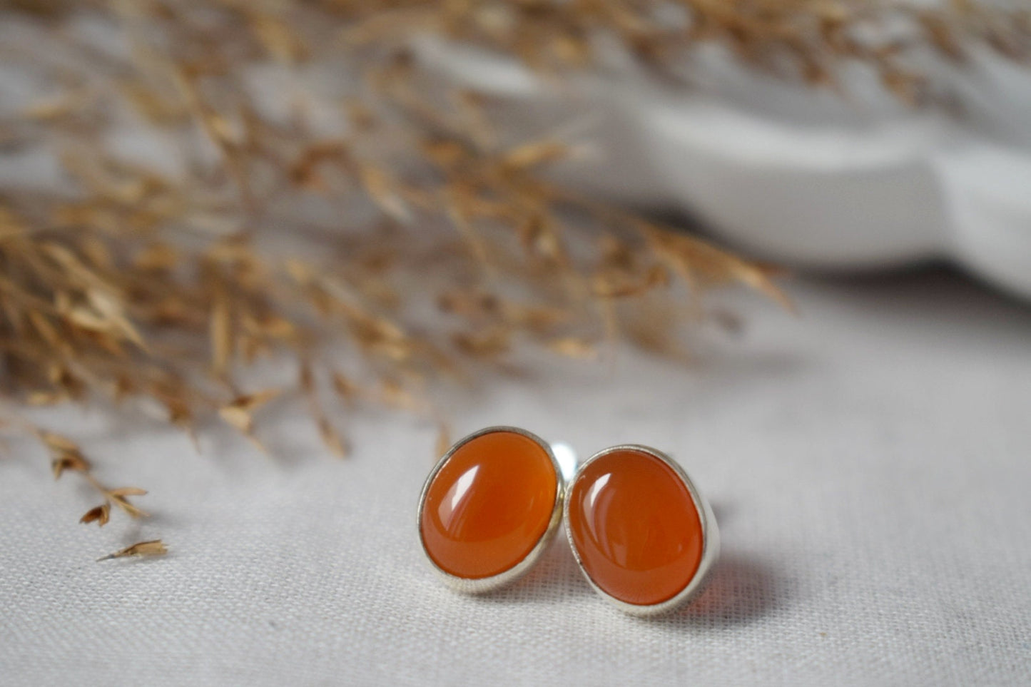 Christmas jewelry gift, Small Carnelian Stud Earrings Sterling Silver, Natural stone, Gemstone, Push Back, Red Orange, Post, Minimalist Jewelry