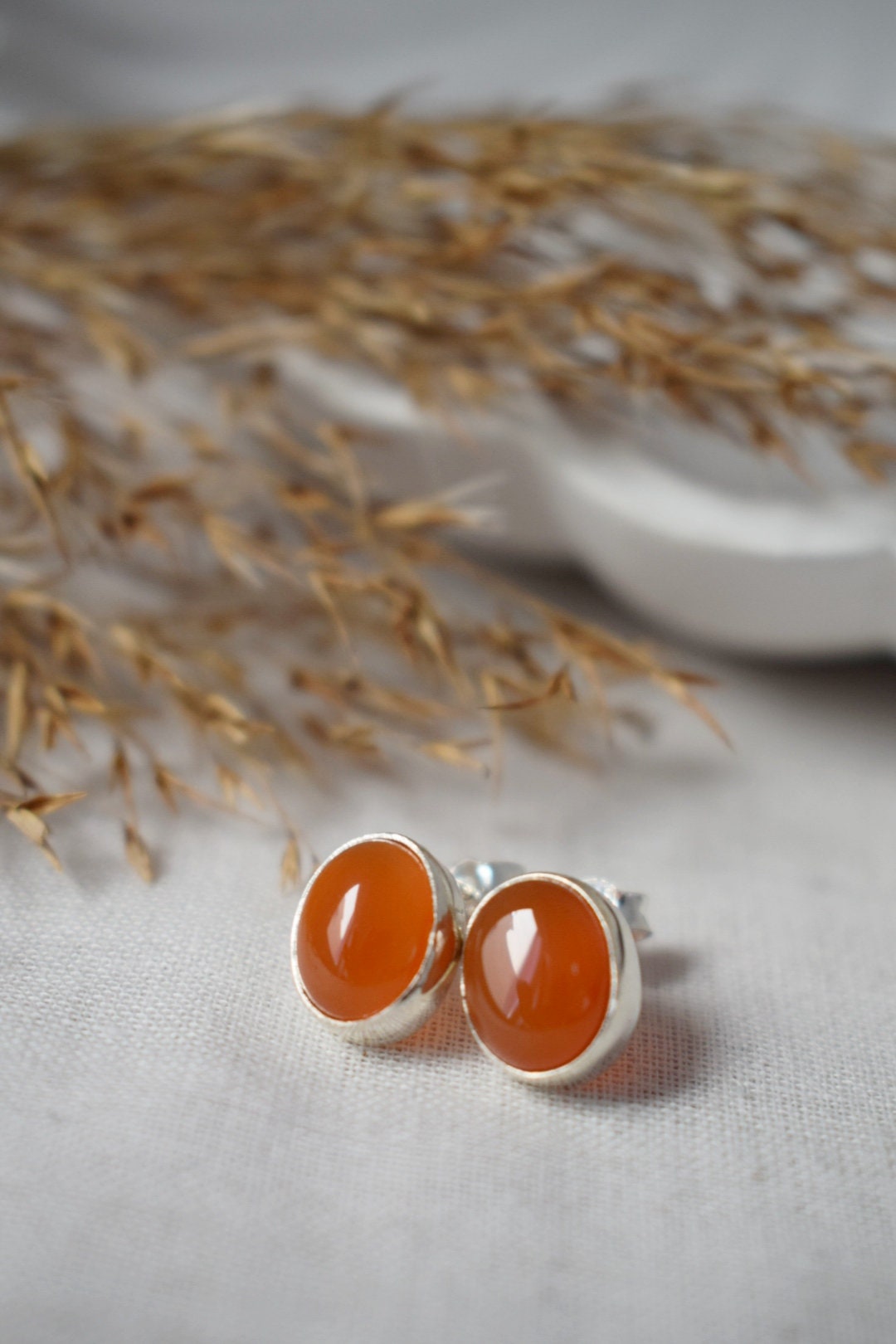 Christmas jewelry gift, Small Carnelian Stud Earrings Sterling Silver, Natural stone, Gemstone, Push Back, Red Orange, Post, Minimalist Jewelry