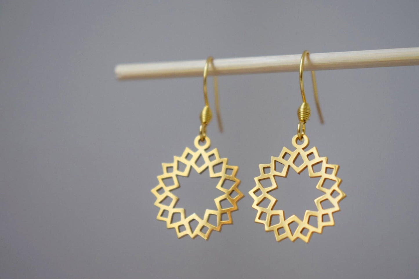 Ornament earrings for women, Mandala earrings, Stainless steel earrings, Boho filigree earrings, Mandala jewelry, Gift for her