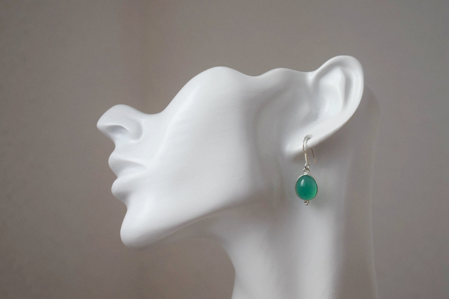 Green onyx earrings, 925 sterling silver, Oval gemstone earrings, Natural stone, Unique silver jewelry, Best valentine's day gift for her