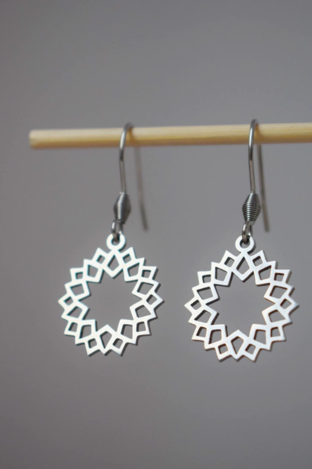 Ornament earrings for women, Mandala earrings, Stainless steel earrings, Boho filigree earrings, Mandala jewelry, Gift for her