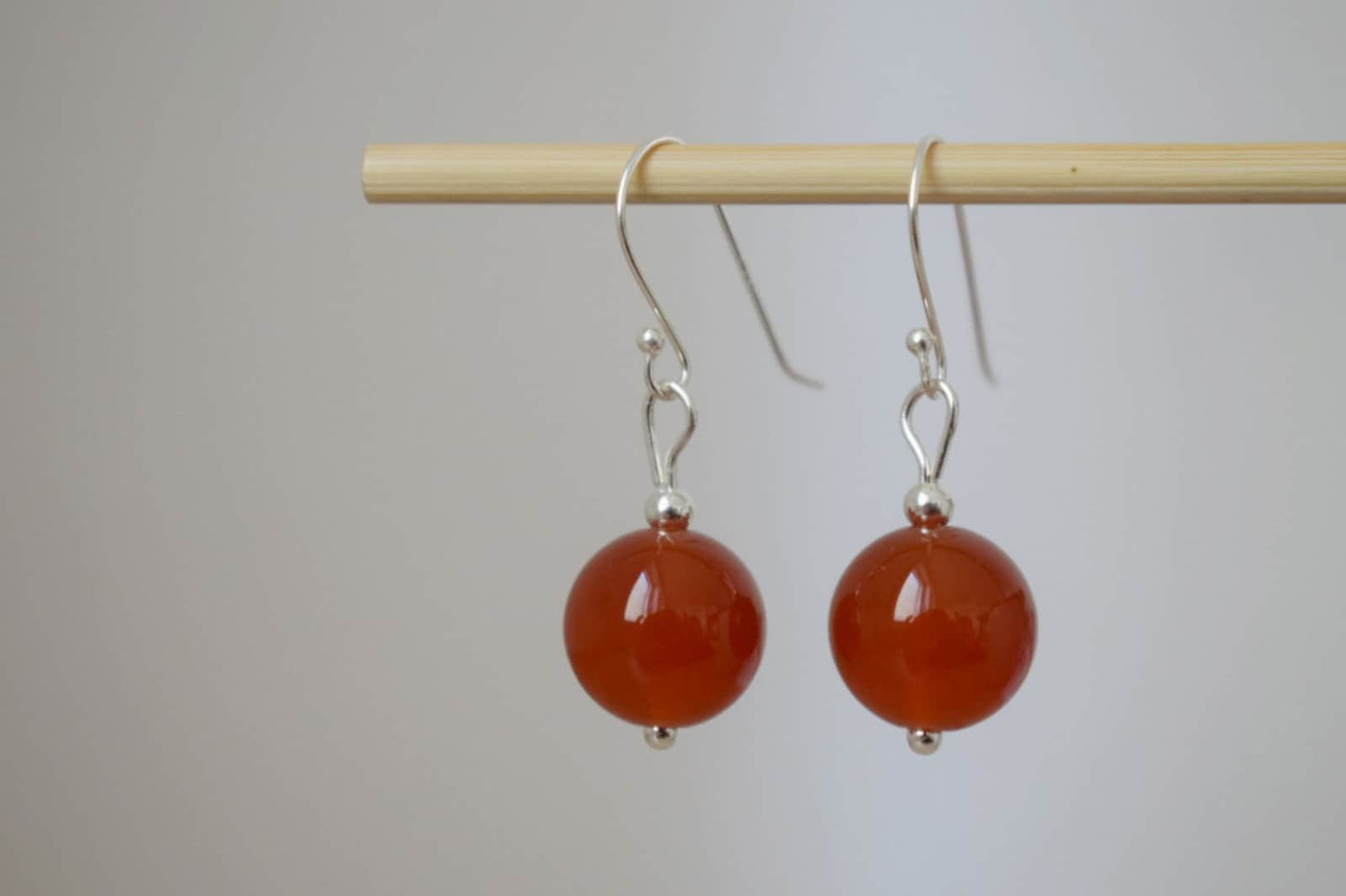 Carnelian Earrings Sterling Silver, Gemstone Dangle Earrings, Carnelian Jewelry, Natural Stone Bead, Jewelry Gift For Her