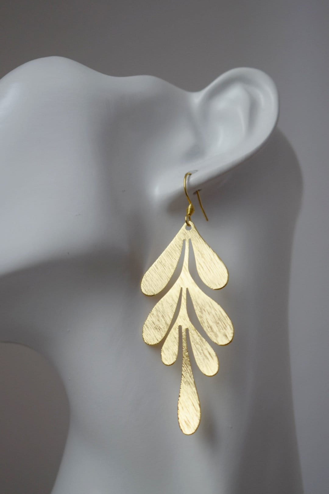 Long Leaf Earrings for women, 18k gold plated, Leaf dangle earrings, Stainless steel earrings, Boho statement earrings, Leaf gold jewelry