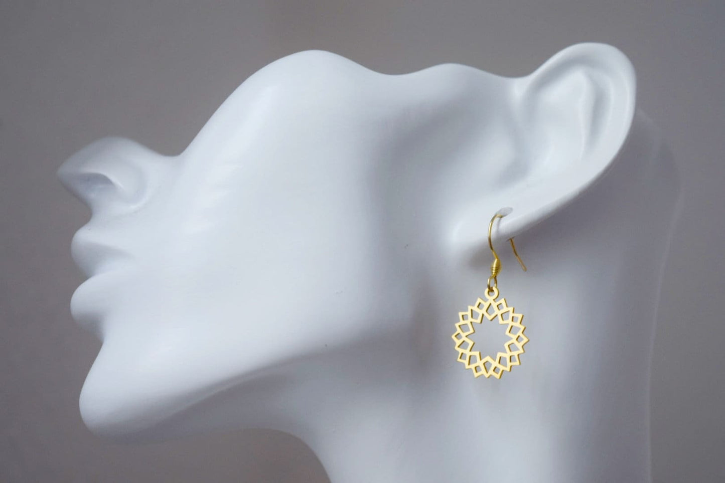 Ornament earrings for women, Mandala earrings, Stainless steel earrings, Boho filigree earrings, Mandala jewelry, Gift for her