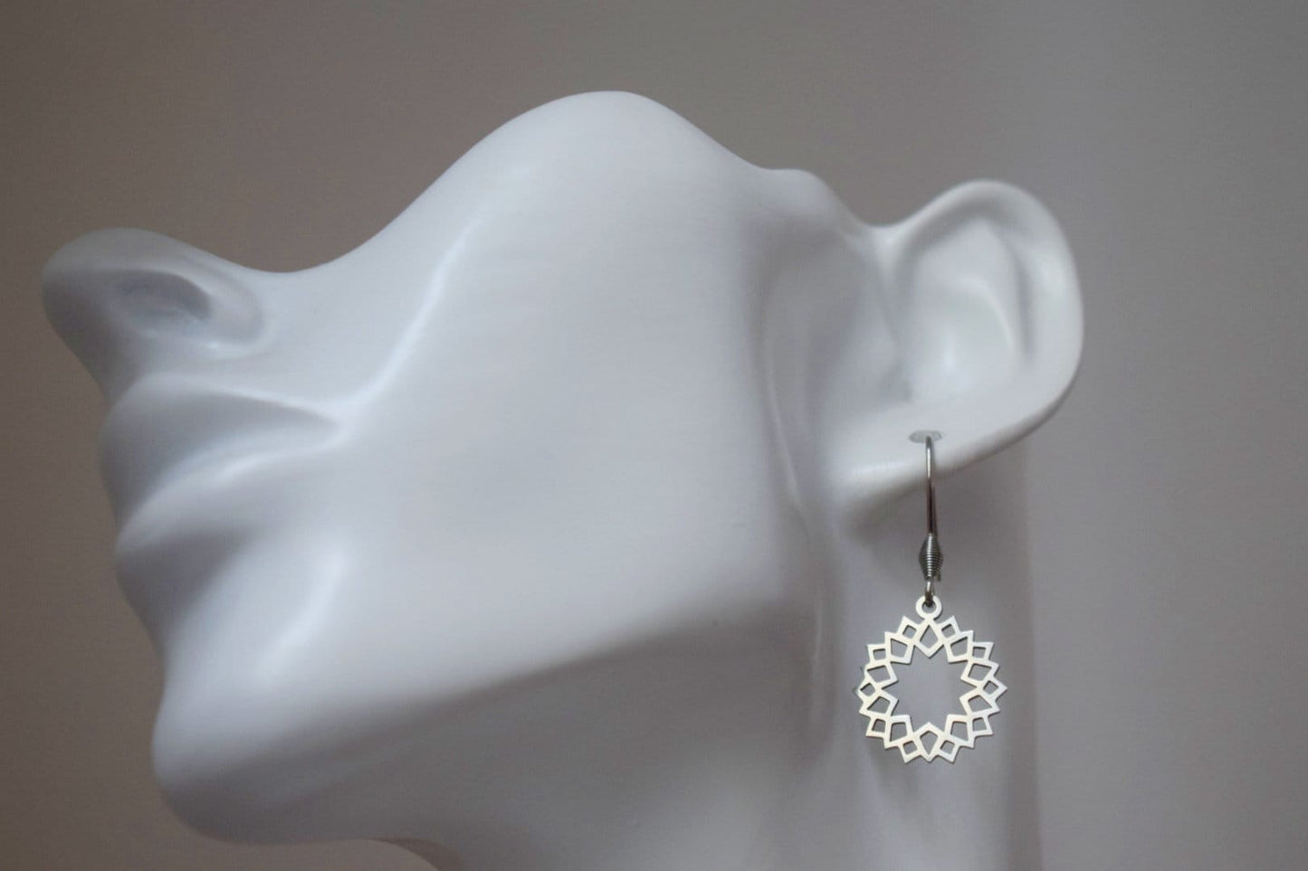 Ornament earrings for women, Mandala earrings, Stainless steel earrings, Boho filigree earrings, Mandala jewelry, Gift for her