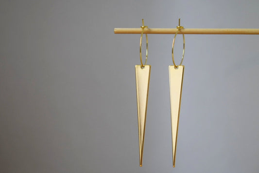Triangle pendant earrings, Long geometric hanging dangle and drop earrings, 18k vergoldete stainless steel hoop earrings, Best gift for her