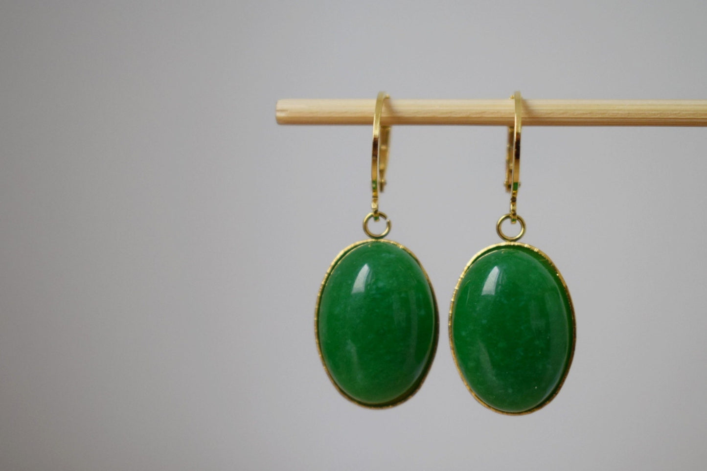 Green jade earrings, Gemstone dangle hoops, Boho earrings, Handmade Jewelry, Christmas gifts, Earrings for women, Unique jewelry