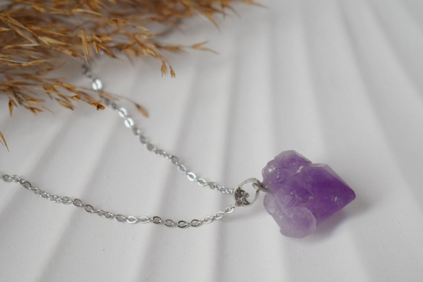 Natural Amethyst Nuggets Necklace, Gemstone pendant, Birthstone February, Handmade jewelry gift, Best unique gift