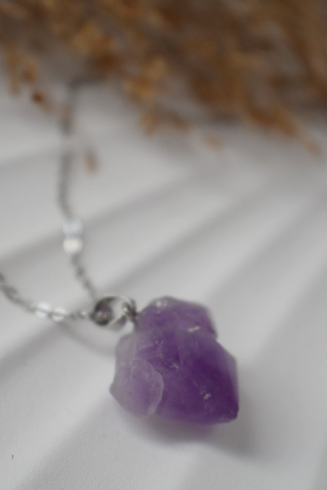 Natural Amethyst Nuggets Necklace, Gemstone pendant, Birthstone February, Handmade jewelry gift, Best unique gift
